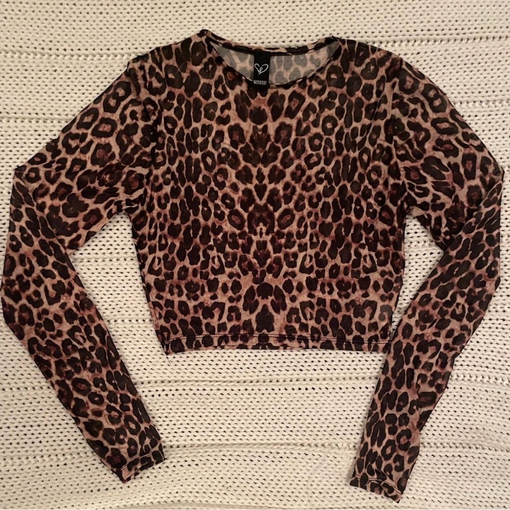 Windsor Cheetah Leopard Print Mesh Top XS